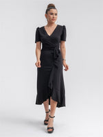 Crep Fabric Midi Dress - Black