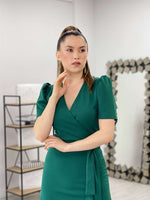 Crep Fabric Midi Dress - Emerald Green