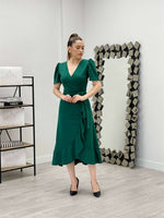 Crep Fabric Midi Dress - Emerald Green