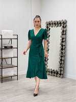 Crep Fabric Midi Dress - Emerald Green