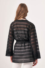 Lace Knit Black Kimono