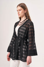 Lace Knit Black Kimono