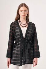 Lace Knit Black Kimono
