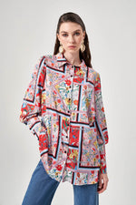 Patterned Cuffed Mix Tunic