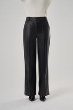 Stitching Leather Detailed Black Pants