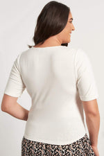 Angelino Knot Detail Combed Cotton Crop Blouse