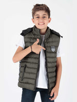 Boy Fashion trend swelling hooded ribbon vest ak213839