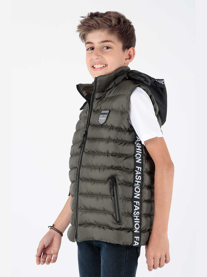 Boy Fashion trend swelling hooded ribbon vest ak213839