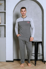 Men's pajama set two yarns in front of the robe cotton seasonal M70162281