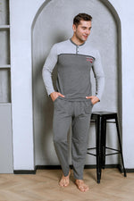Men's pajama set two yarns in front of the robe cotton seasonal M70162281