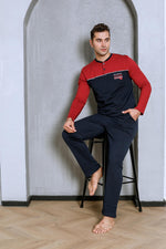 Men's pajama set two yarns in front of the robe cotton seasonal M70162281