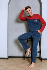 Men's pajama set two yarns in front of the robe cotton seasonal M70162281