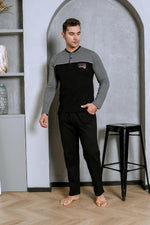 Men's pajama set two yarns in front of the robe cotton seasonal M70162281