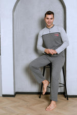 Men's pajama set two yarns in front of the robe cotton seasonal M70162281