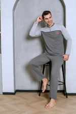 Men's pajama set two yarns in front of the robe cotton seasonal M70162281