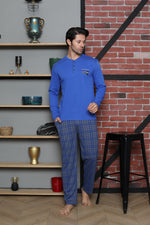 Men's Pajama Set Interlok Shoulder Piece Plaid Cotton Seasonal M70112273