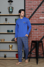 Men's Pajama Set Interlok Shoulder Piece Plaid Cotton Seasonal M70112273