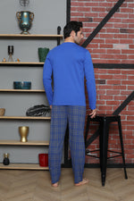 Men's Pajama Set Interlok Shoulder Piece Plaid Cotton Seasonal M70112273