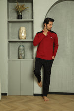 Men's Pajama Set Interlok Shoulder Piece Plaid 29 Embroidered Cotton Seasonal M70122274