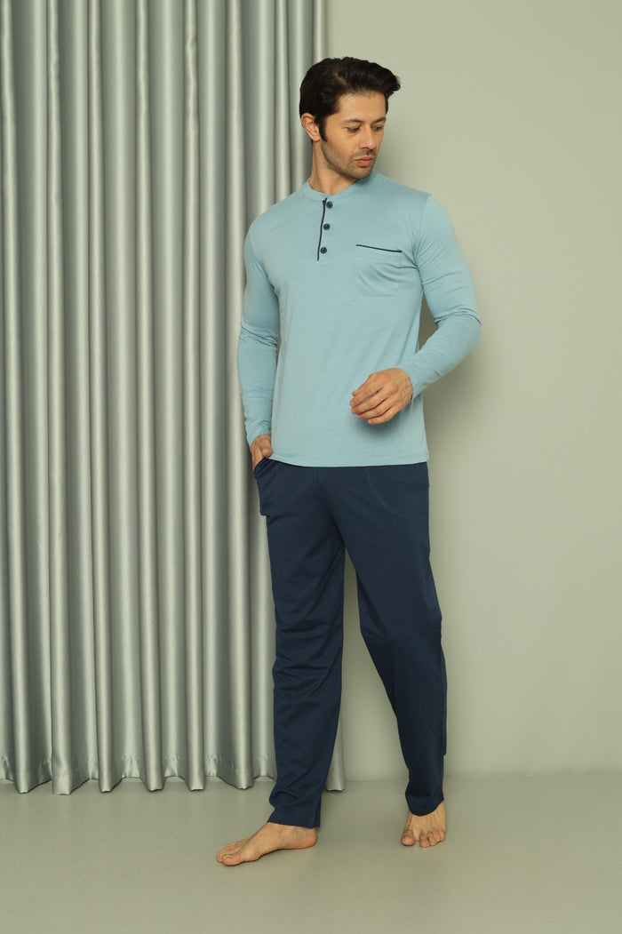 Men's Pajama Set Long Sleeve Mobile Parts Cotton Seasonal M58142264