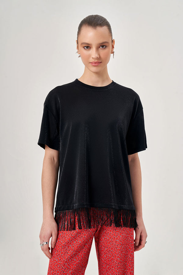 Fringed Black T-Shirt