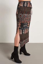 Angelino Ethnic Patterned Combed Long Skirt