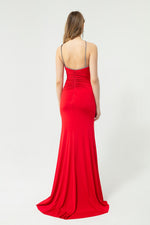 Long Evening Dress With Women'S Stone Straps