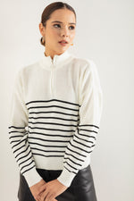 Women Zipper Long Sleeve Knitwear Sweater