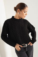 Female Bicycle Collar Braided Knitwear Sweater