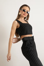 Female Striped Crop Blouse