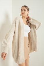 Woman Oversize Striped Knitwear Cardigan