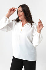 Large Size Blouse With Women'S Long Sleeve Necklace