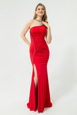 Long Evening Dress With Women'S Stone Straps