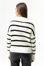 Woman Polo Yaka Striped Knitwear Sweater