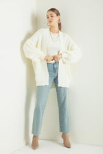 Woman Oversize Striped Knitwear Cardigan