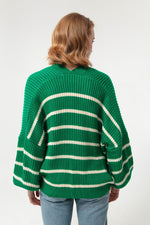 Woman Oversize Striped Knitwear Cardigan