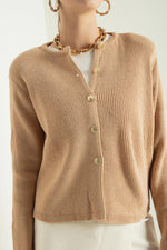 Woman Gold Buttoned Homeland Cardigan