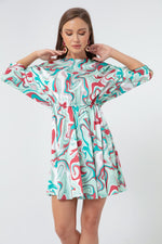 Woman Patterned Mini Satin Dress