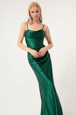 Woman Balen Corset Detailed Slit Long Evening Dress