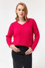 Woman V -Neck Knitwear Cossack