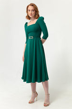 Female Square Neck Arched Midi Dress