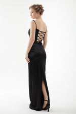 Woman Sitting On The Body Woven Lined Bright Stone Stylish Evening Dress