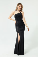 Long Evening Dress With Women'S Stone Straps