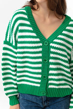 Woman Oversize Striped Knitwear Cardigan