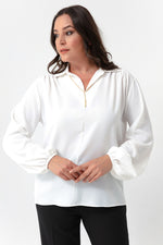 Large Size Blouse With Women'S Long Sleeve Necklace
