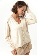 Women'S Gold Button Knitwear Cardigan