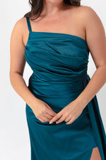 Woman One Shoulder Big Size Satin Evening Dresses & Graduation Dress
