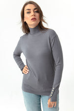 Female Fisherman'S Gold Button Detailed Knitwear Sweater
