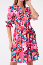 Woman Flower Patterned Mini Dress