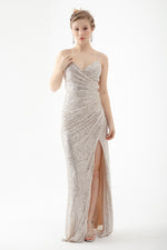 Long Evening Dress Dress With Women'S Back Low -Cut Sequined